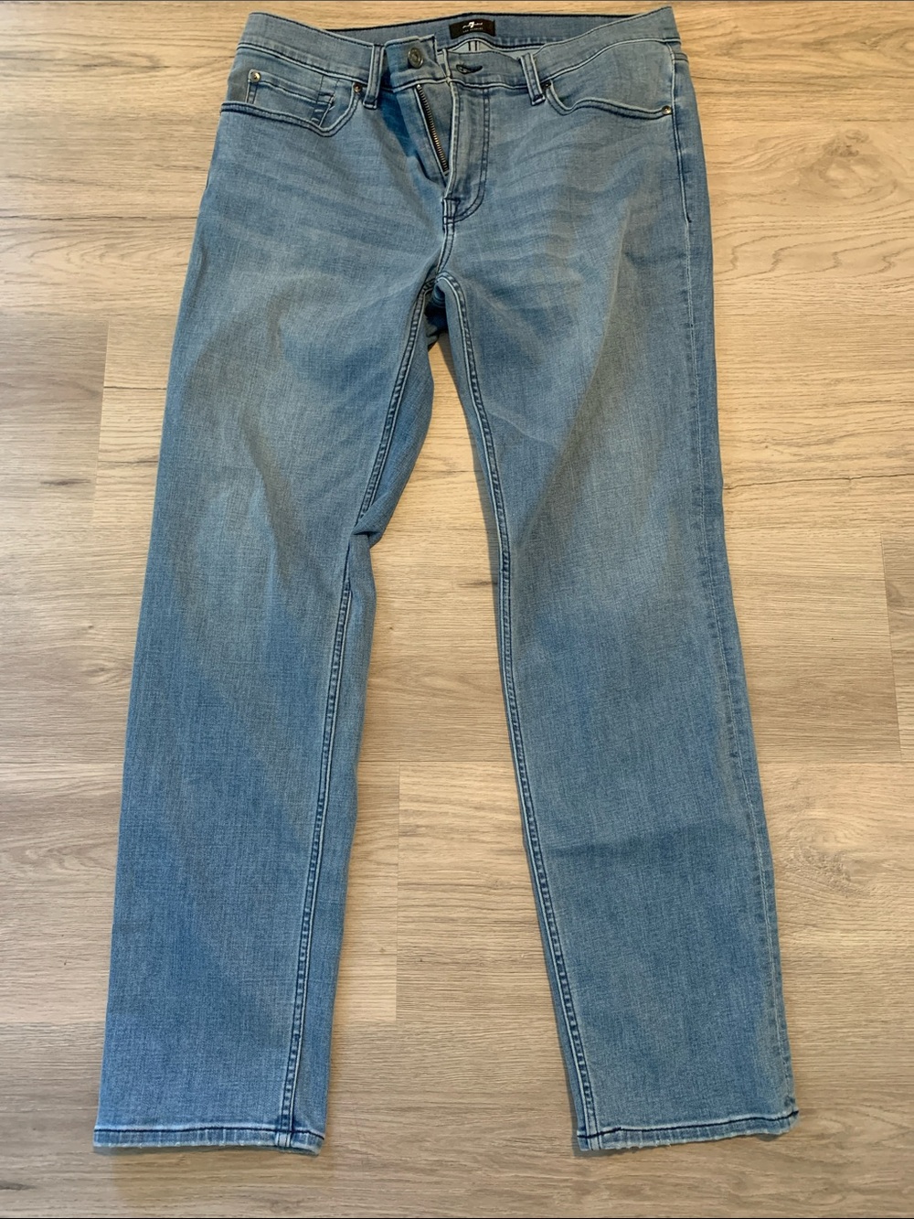 7 For All Mankind Slim Straight Light Blue Stetch Jeans size 36